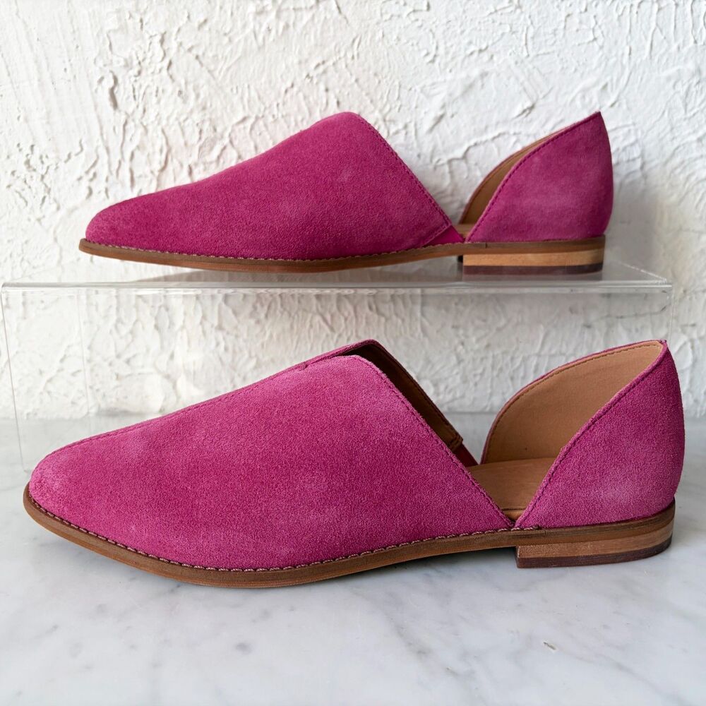 Frye & Co. Fenn Dorsay Flats Women's 9 Magenta Hot Pink Suede Shoes - Picture 3 of 8